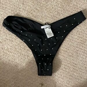 Weworewhat Black Delilah Rhinestone Tricot Bottom